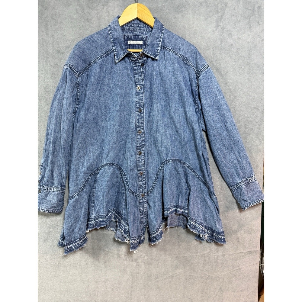 Free People Freya Denim Medium Indigo Wash Size Small Hippie Boho USA Concert